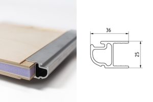 Verbinder links Aluboden Hybridboden Holz-Schaum-Panel